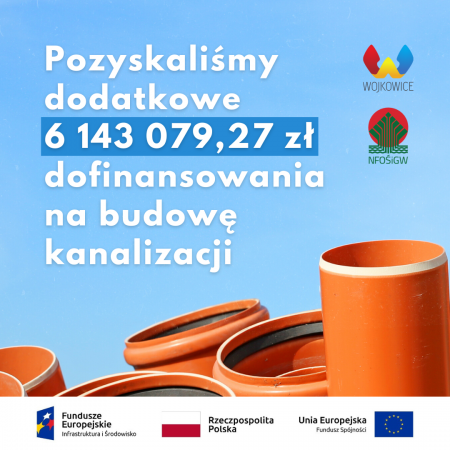 Kolejne dofinansowanie projektu pn. „Budowa kanalizacji sanitarnej i deszczowej na terenie Miasta Wojkowice - Etap II

